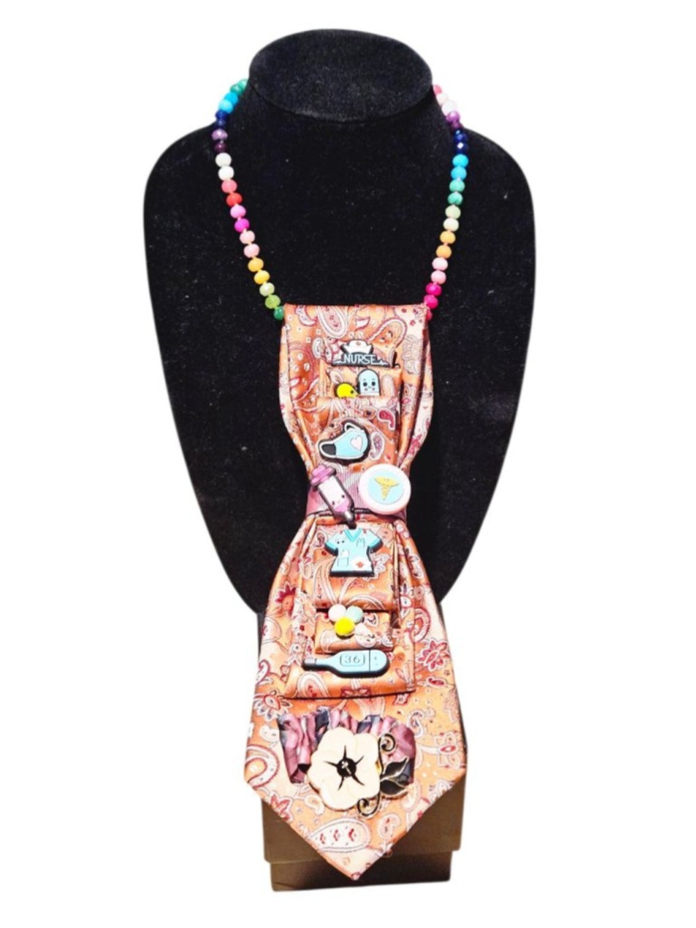 Women's Unbranded Pinkest Orange Multicolor Nurse Themed Tie Necklace - Picture 7 of 7